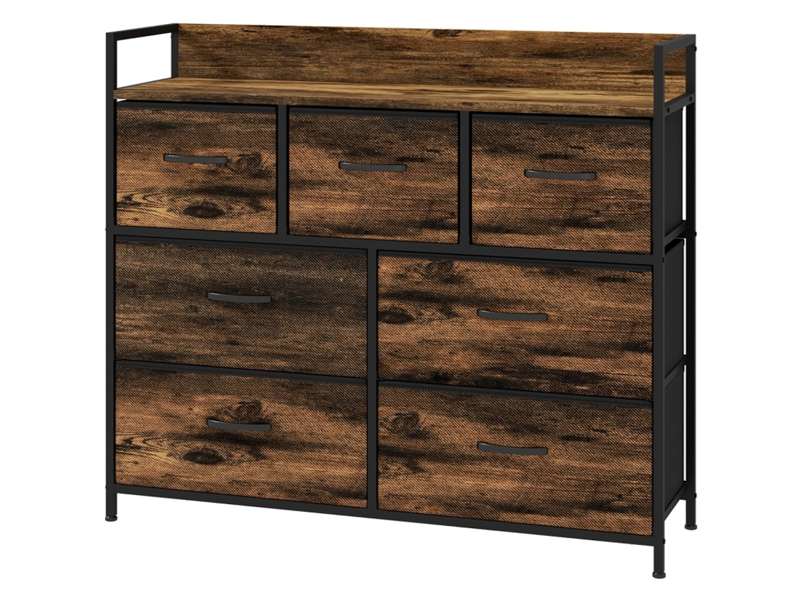 Cômoda Com 7 Gavetas De Tecido, Anti-inclinação, Armários De Armazenamento, Aparador Mdf, Marrom-hm