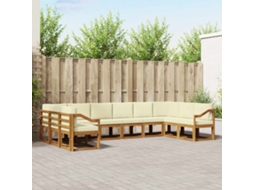 Vidaxl Conjunto De Sofás Para Exterior 10 Unid. Natural E Creme