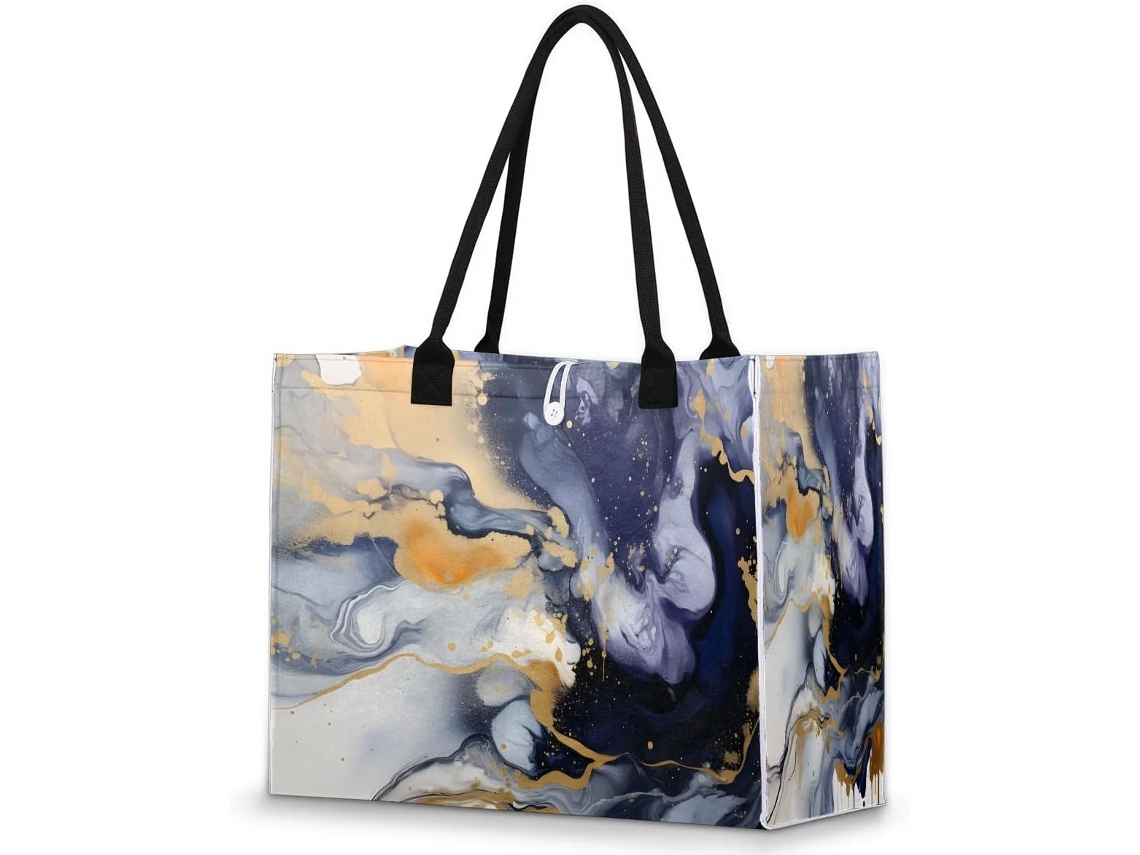 Bolsa Tropicallife Grande com Estampa de Mármore em Aquarela para Mulheres e Meninas 42x17x33cm Má Designs