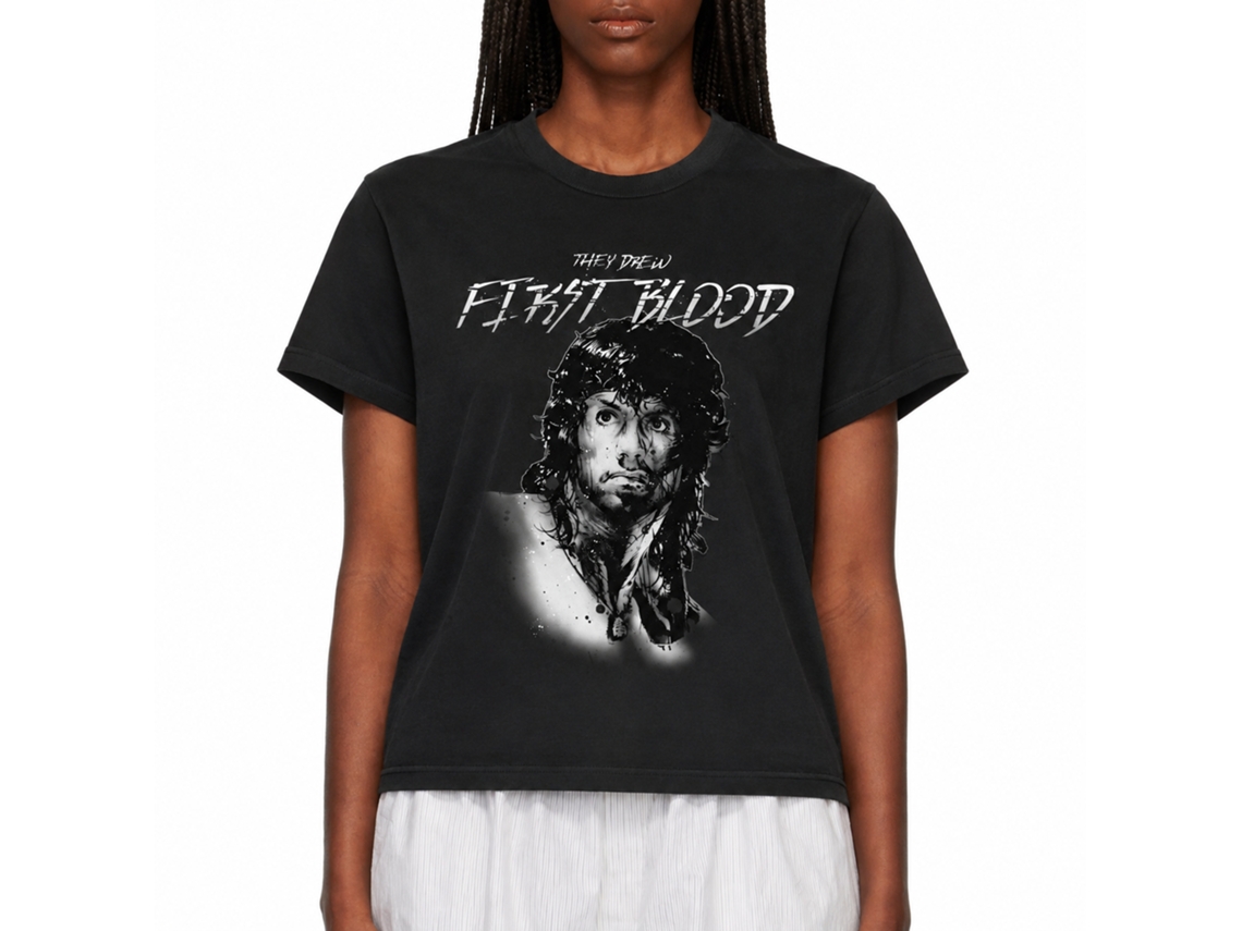 Rockinstone Rambo Movie Feels Like The First Time Black Adult T-shirt Size:s