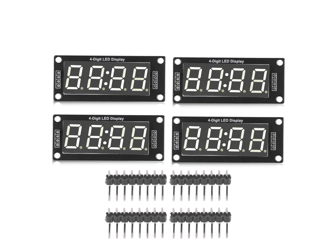 Módulo De Display Led De 4 Dígitos Tubo Digital De 7 Segmentos Reloj Tm1637 0.56in Branco Mra041b, 4 Set