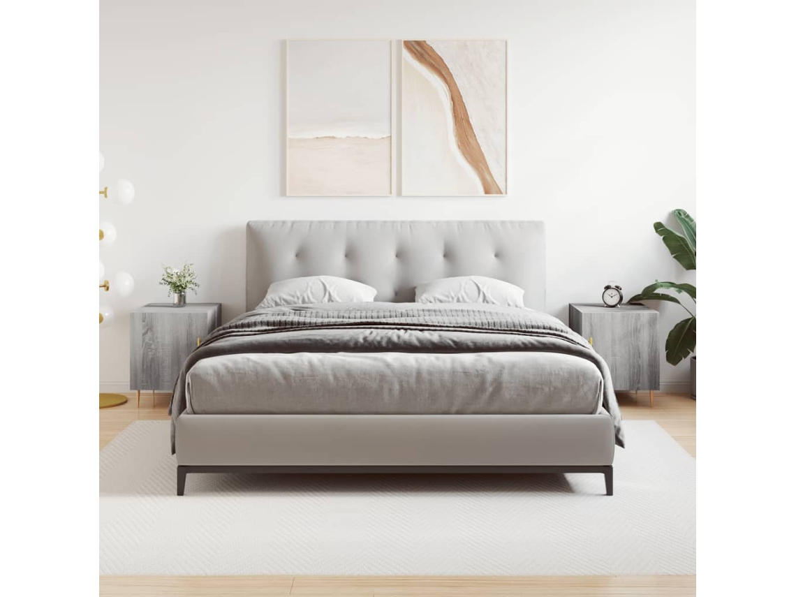 Vidaxl Mesa Cabeceira 2pcs 40x40x50 Cm Madeira Processada Cinza Sonoma