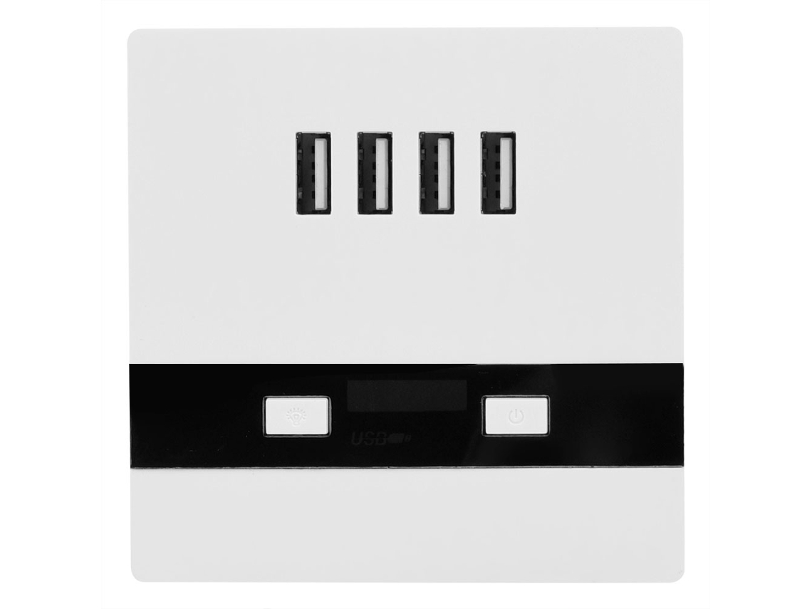 Tomada De Parede Laxiscreed Tipo 86 Com 4 Portas Usb E Iluminação Led Integrada