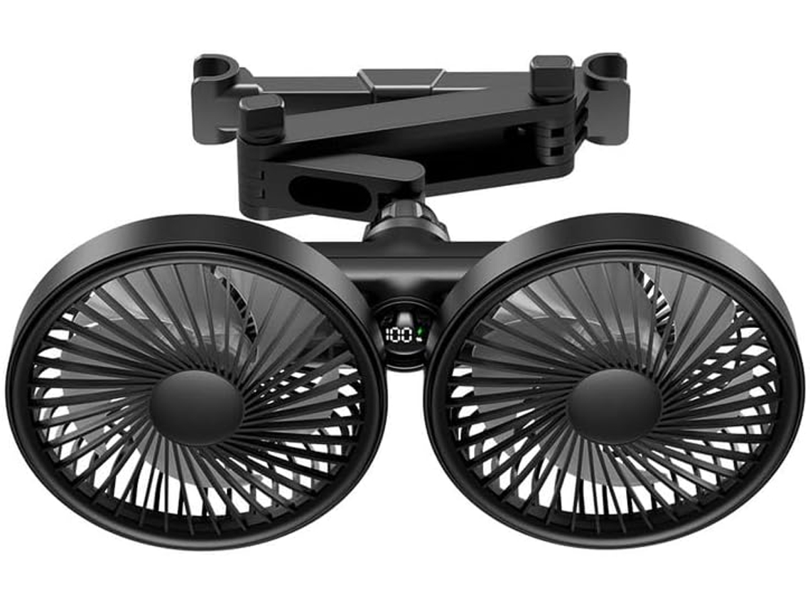 Ventilador De Carro Com Duas Cabeças, Ajustável Em 360°, Portátil, Para O Banco Traseiro, Com 3 Velocidades, Fluxo De Ar
