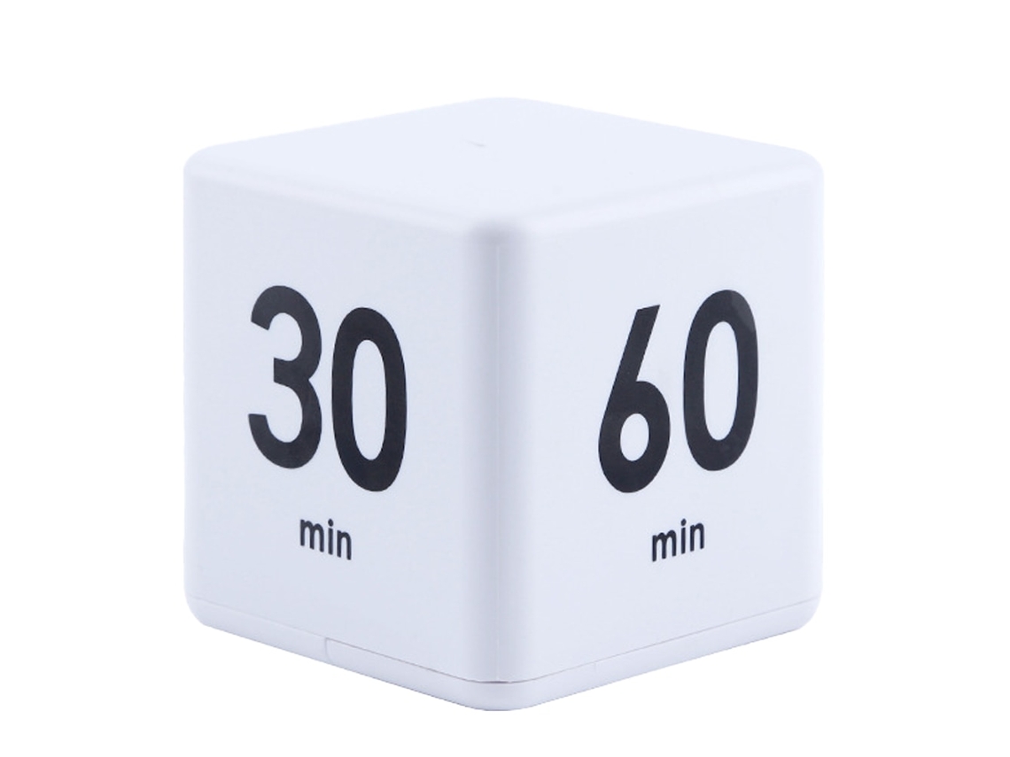 Níveis Temporizador Cubo, Despertador Ajustável, Branco, 6,6 X 6,6 Cm