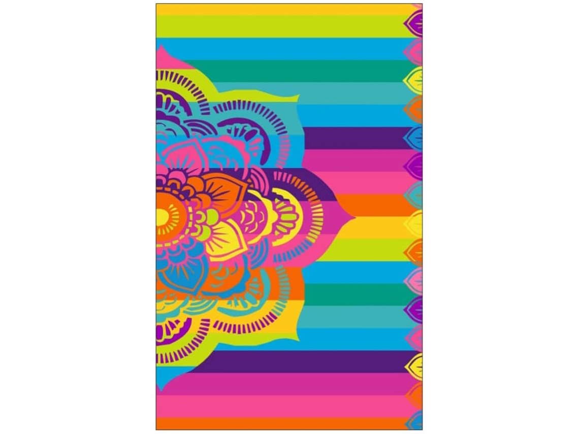 Toalha De Praia Microfibra Mandala Com Riscas