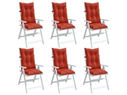 Vidaxl Almofadões Cadeiras Altas 6 Pcs Mesclado Tecido Vermelho