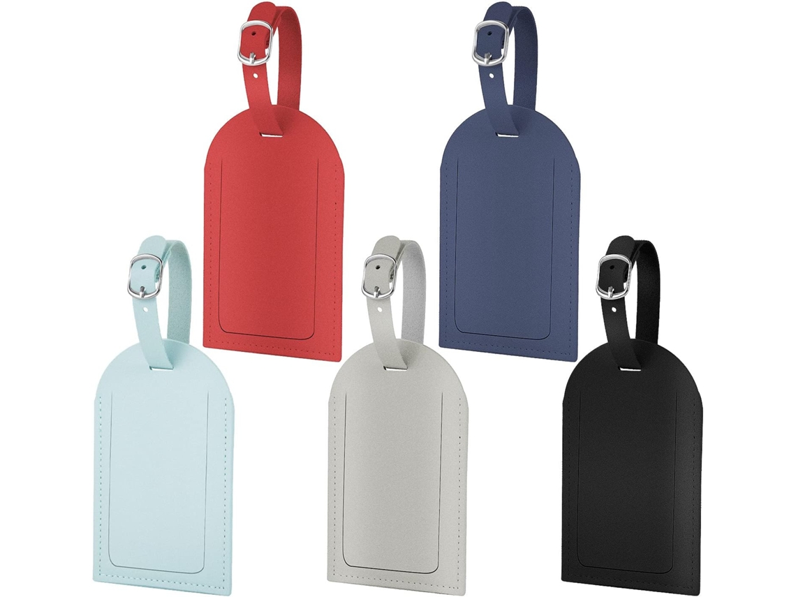 Conjunto de 5 etiquetas de bagagem em silicone com cartão BRILVIBERA