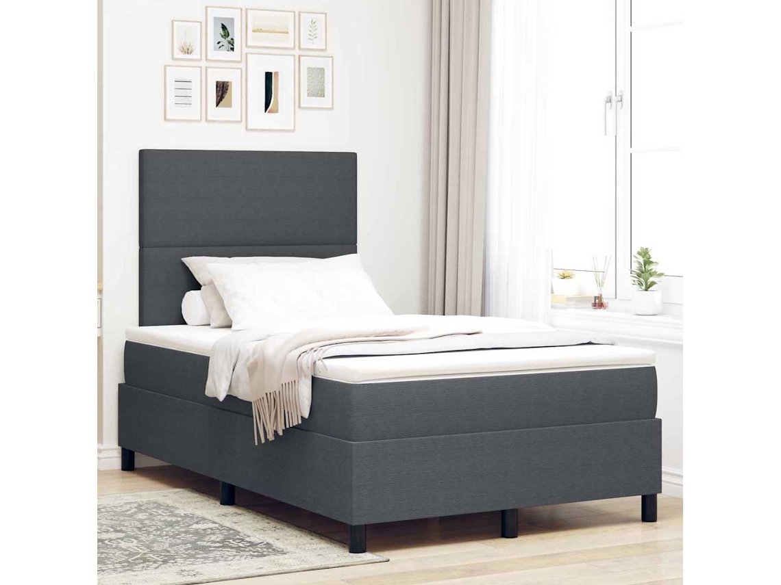 Vidaxl Cama Box Com Cabeceira Cinza Escuro E Branco 120 X 200 Cm