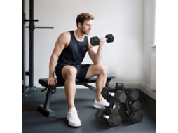Conjunto De Halteres 2x4kg 2x6kg 2x8kg Com Supte Armazenamento Para Exercício E Treino Preto