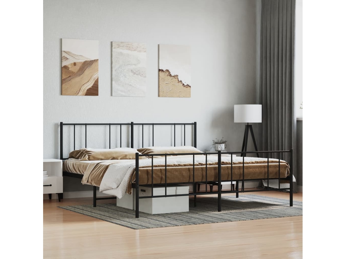 Estrutura De Cama Sem Colchão Com Pés 180x200 Cm Preto