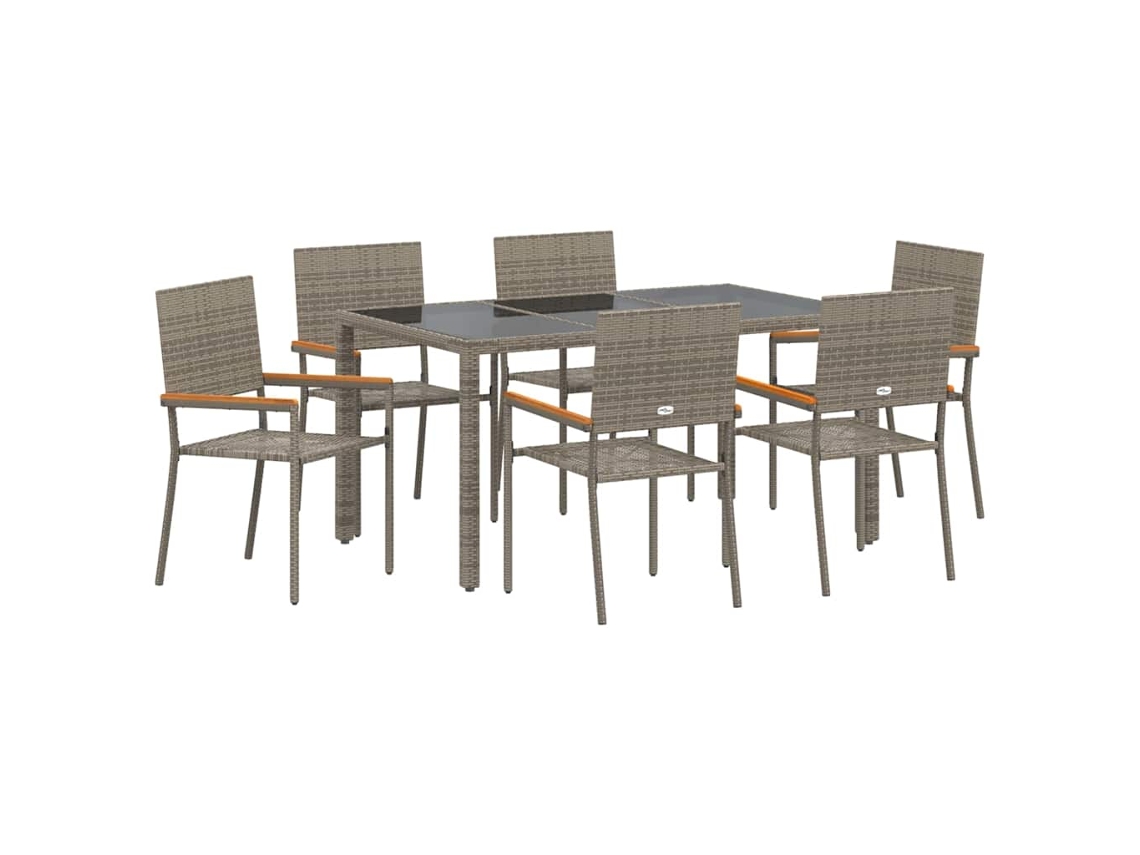 Maison Exclusive - Conjunto Jantar Para Jardim 7 Peças Cinzeto Vime Pe