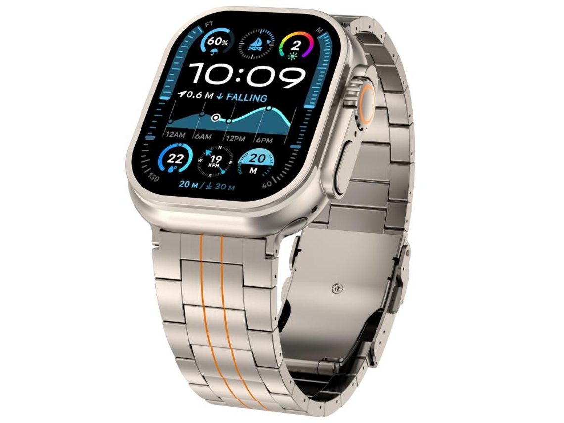 Bracelete para Apple Watch 42/41/40/38mm Liga de Titânio com Fecho de Segurança de 3 Pinos Laranja Titânio XIAOMOYU