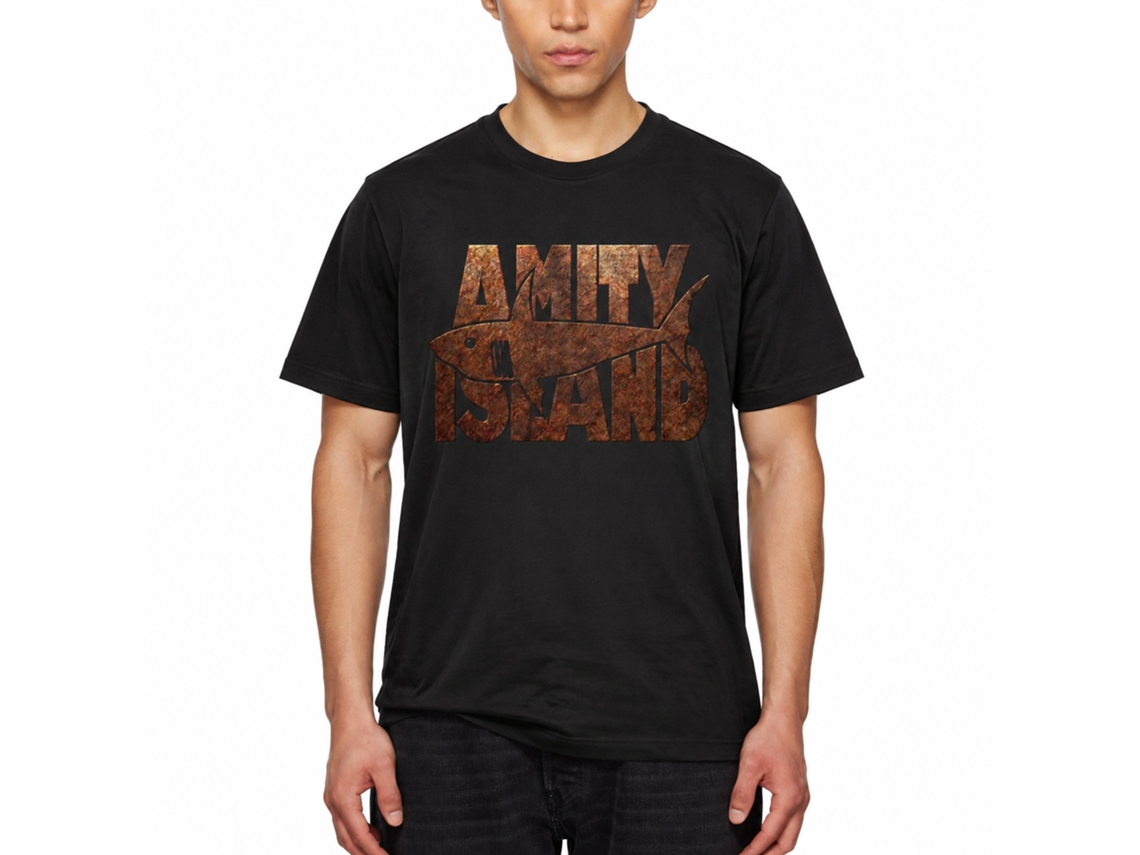 Rockinstone Jaws Movie Shark Burst Black Adult T-shirt Size:m