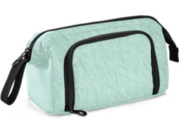 Estojo Leve com Textura de Linho Verde Menta e Grande Capacidade, Ideal para Adolescentes Viagens. 24 X 9,5 15