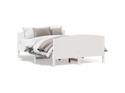 Bed Frame, Bed Frames Vidaxl Branco Madeira De Pinho (140 X 190 Cm)