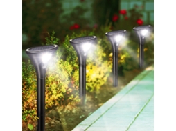 Lámpara solar para exterior de 4 piezas, iluminación solar para jardín con sensor de movimiento, resistente al agua IP65, 2 modos para jardín, patio, exterior, camino.