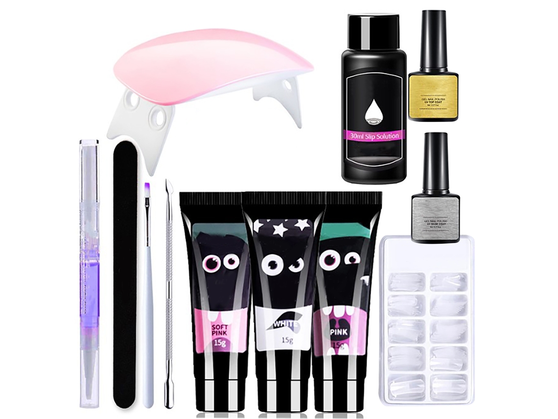 Kit De Gel Sólido Para Extensão De Unhas Profissional Portátil Duradouro Multifuncional