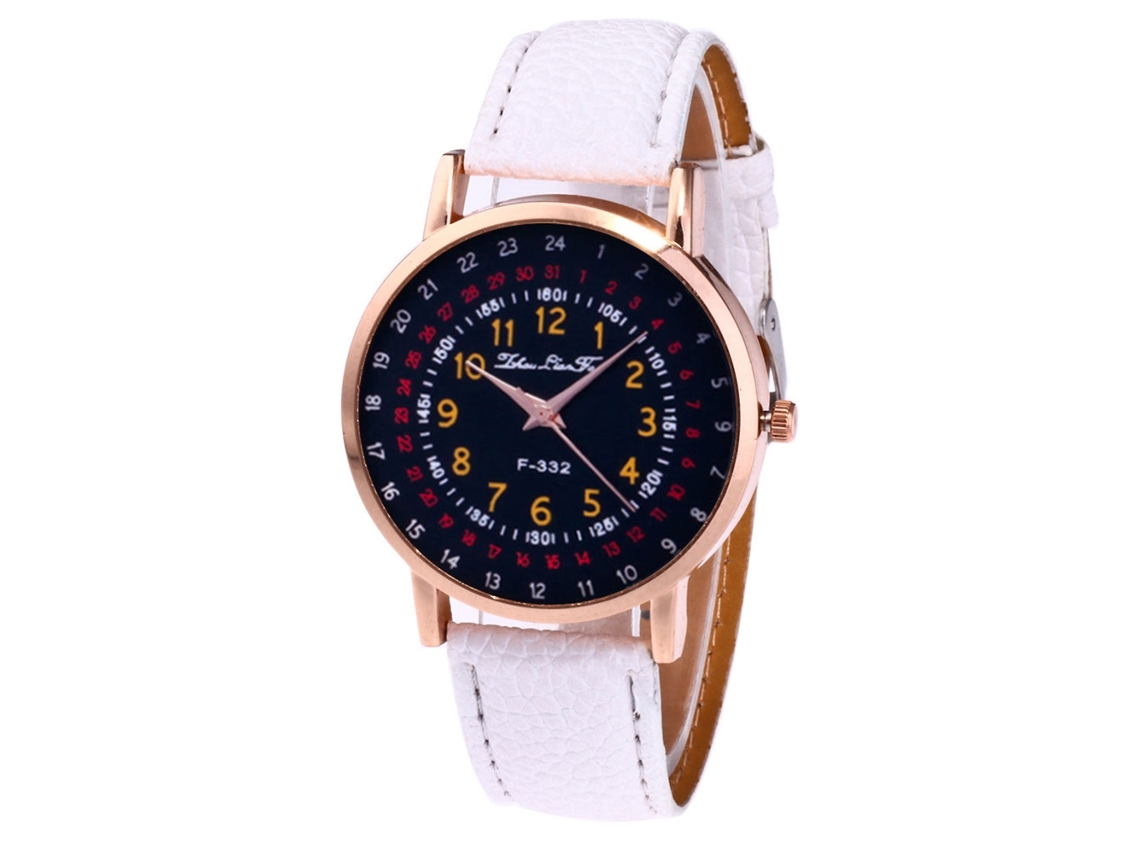 Relógio de Pulso Masculino de Quartzo com Pulseira de Couro Pu Zhoulianfa Branco