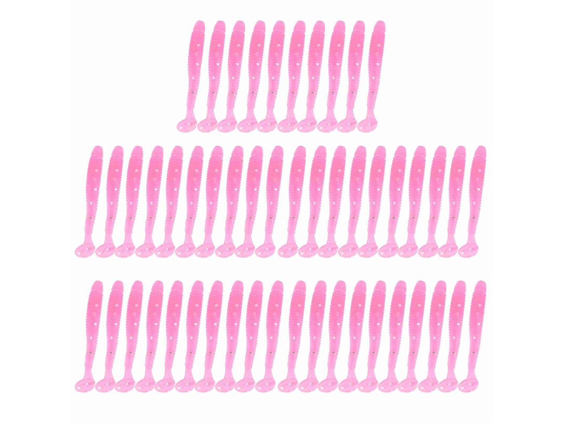 Isqueiro 5cm 50pcs Grub Worm Lures Rosa