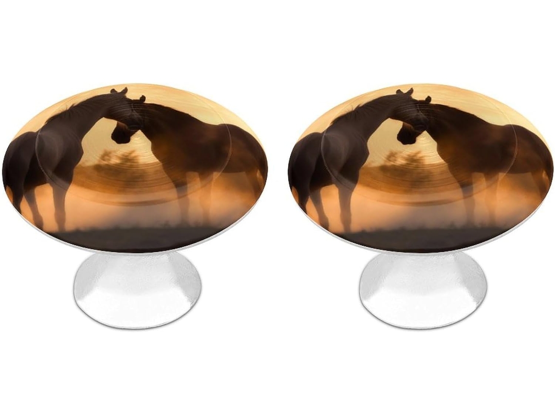 Conjunto De 2 Puxadores Aço Inoxidável Para Armários Cozinha, Com Design Personalizado De Cavalos Apaixonados Ideais