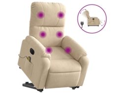 Poltrona de massagens elétrica elevatória VIDAXL microfibra cor creme