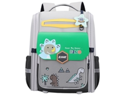 School Backpack With Dinosaurs Chest Strap Gray Green 21l 39cm