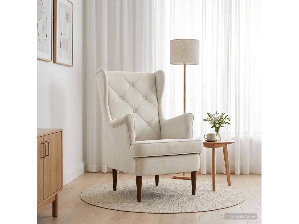Vidaxl Poltrona Creme Veludo