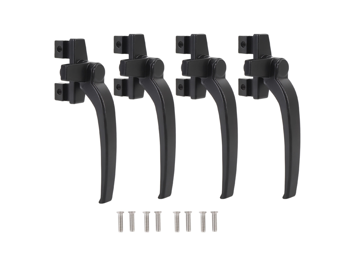 4 maçanetas de janela Primerox alumínio trava para porta de correr vertical horizontal mão direita preto