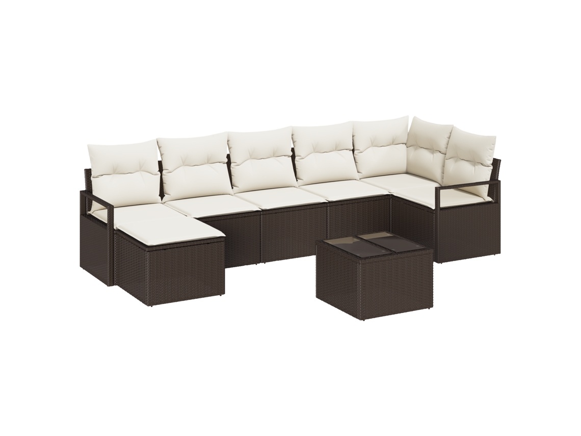 Conjunto 8 Conjunto De Jardim Vidaxl Castanho Vime Pe (287 X 122 X 85 Cm)