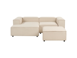 Sofá estofado com banqueta para os pés BELIANI Ardal de Poliéster Creme 240x180x68