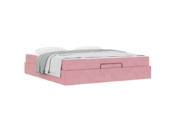Estrutura de Cama com Colchão com Colchão 2 Pcs Rosa Veludo MAISON EXCLUSIVE
