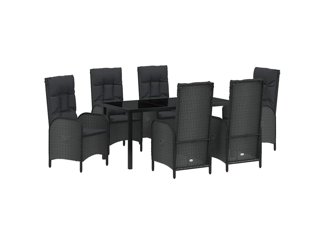 Maison Exclusive - Conjunto De Jantar Para Jardim Com Almofada 7 Pcs Preto Vime Pe