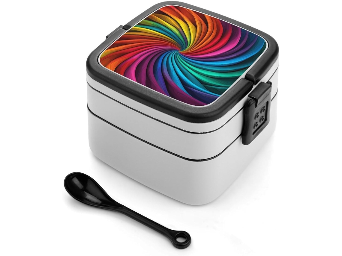Lancheira Bento Com Listras Arco Íris, Grande Capacidade, Dupla Camada, Empilhável, À Prova De Vazamentos, Para Adultos