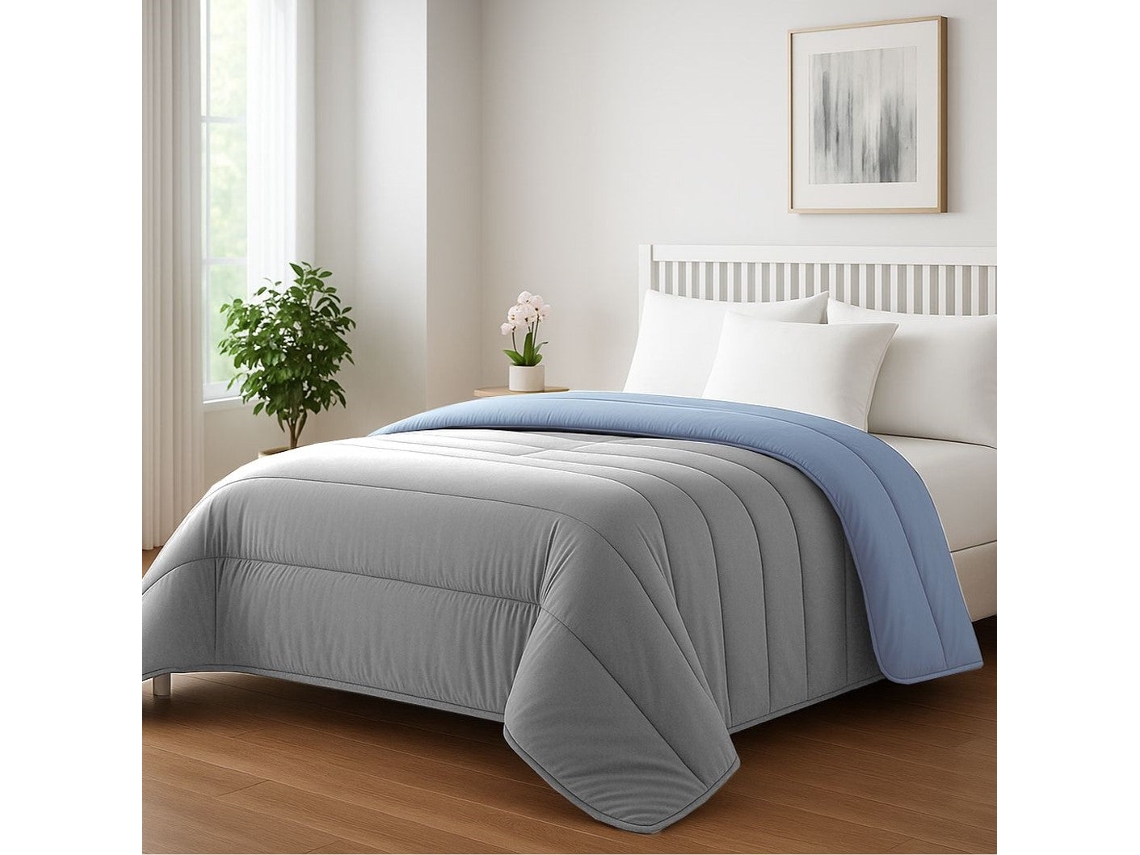Edredão ONIRICA Bouty Face Cama Algodão Azul (220x240cm)