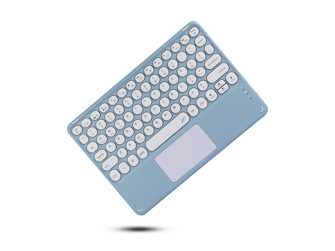 Teclado HEXINYIGJLY Bluetooth para Ipad 10" Silencioso, Teclas Redondas, Touchpad Integrado, Desmontável Azul