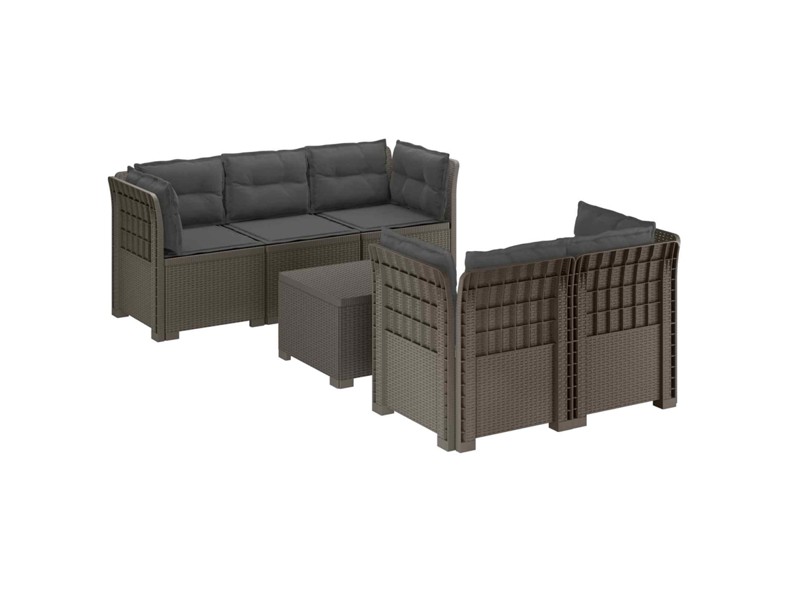 Vidaxl Sofá De Jardim De 5 Pessoas Com Almofadas Visual De Rattan Pp