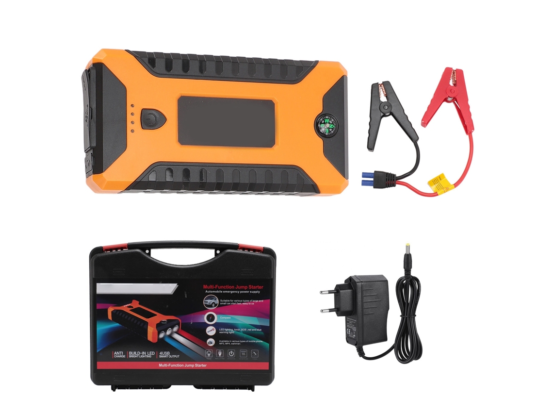 Kit portátil de reparo de baterias de carro 12V 1000A 20000mAh com USB rápido, LED | S/MARCA
