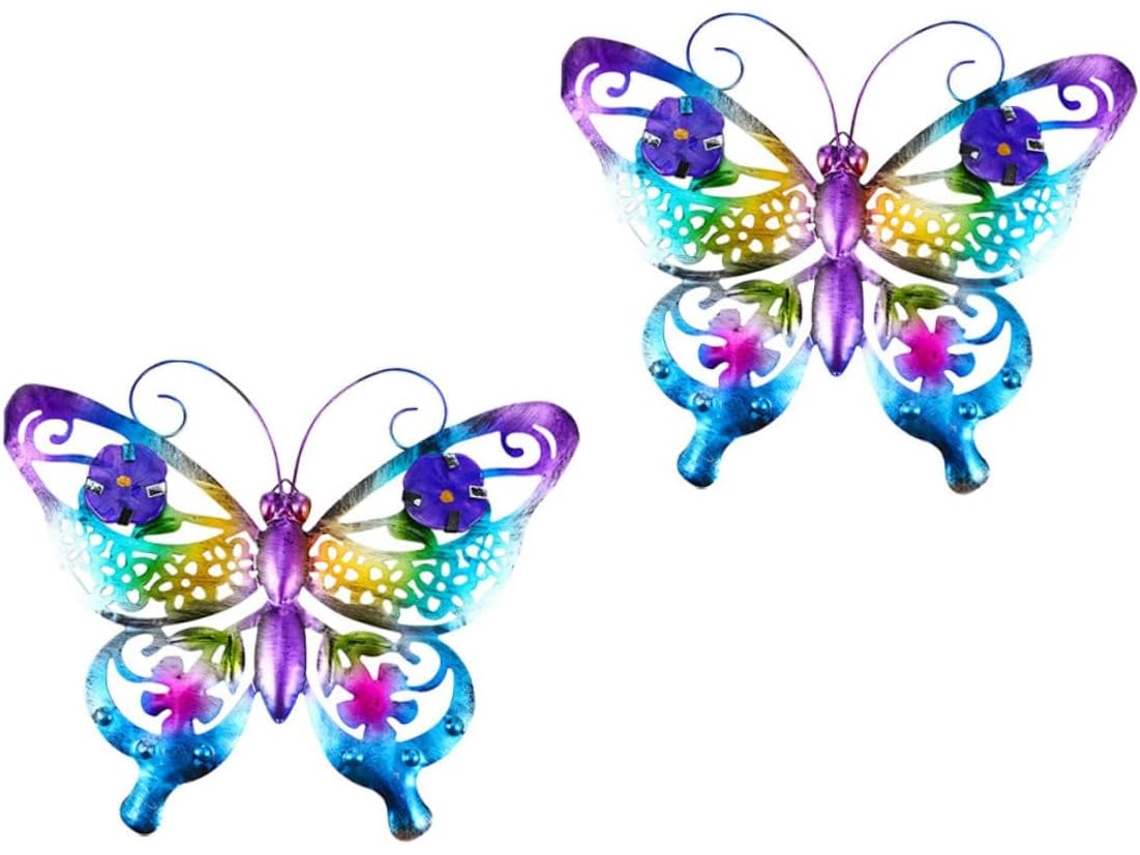 De 2 Peças De Arte De Parede Em Metal Vazado Roxo, Escultura Em Ferro Forjado À Prova De Ferrugem, Design Leve, Gokoco