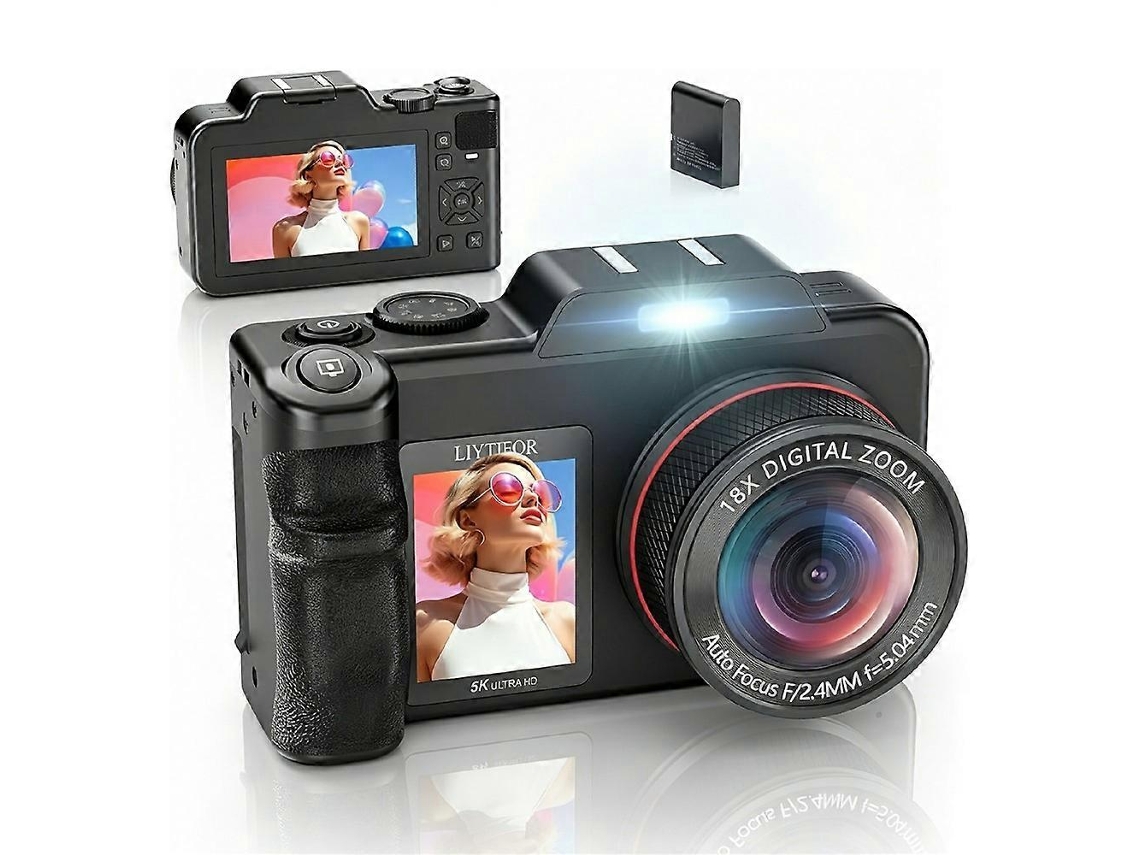 Câmara Fotográfica Digital Com Ecrã Duplo De 3,5 E 2,0 Polegadas, 80 Mp, Vídeo 5k E Zoom 18x
