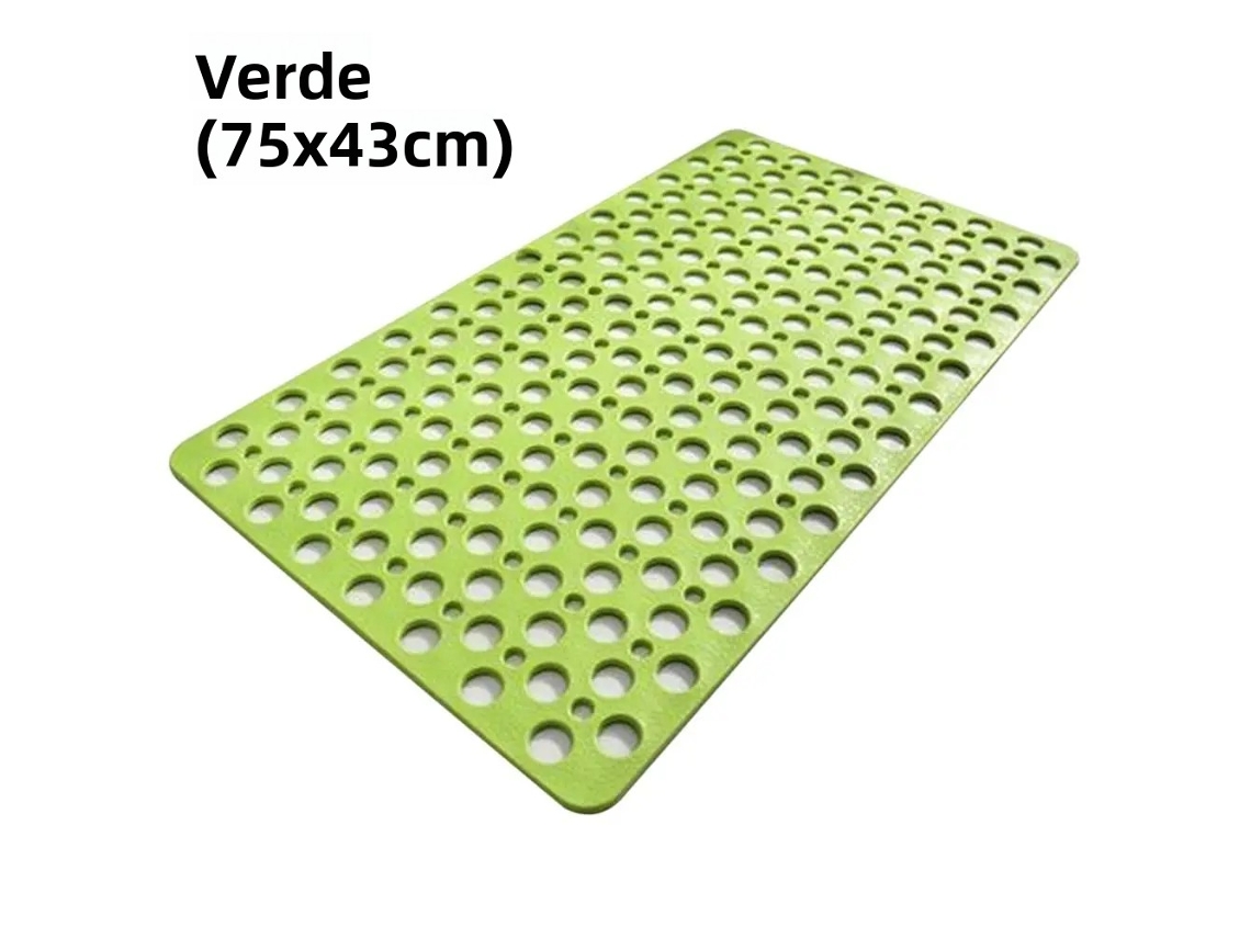 Tapete De Banho Extra Grande Antiderrapante E Respirável (verde 75x43cm), Com Ventosa De Alta Fixação E Material Tpe Resistente Ao Mofo.