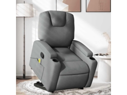 Vidaxl Poltrona Elevatória De Massagens Tecido Cinzento-escuro