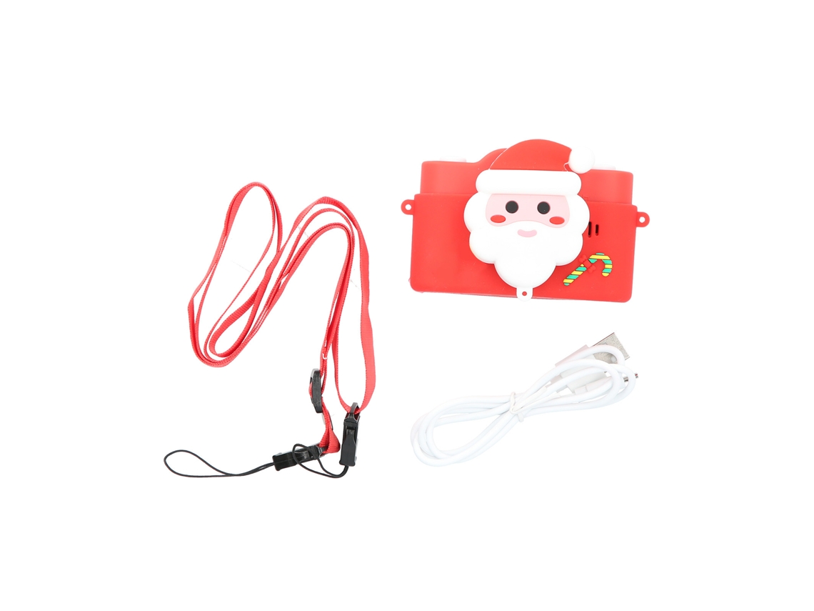 Câmera Para Crianças Papai Noel Com Duas Câmeras Vídeo Música Usb Recarregável Presente De Natal Vermelho
