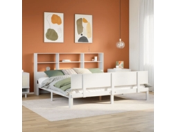 Cama Com Estante Sem Colchão 180x200 Cm Pinho Maciço Branco