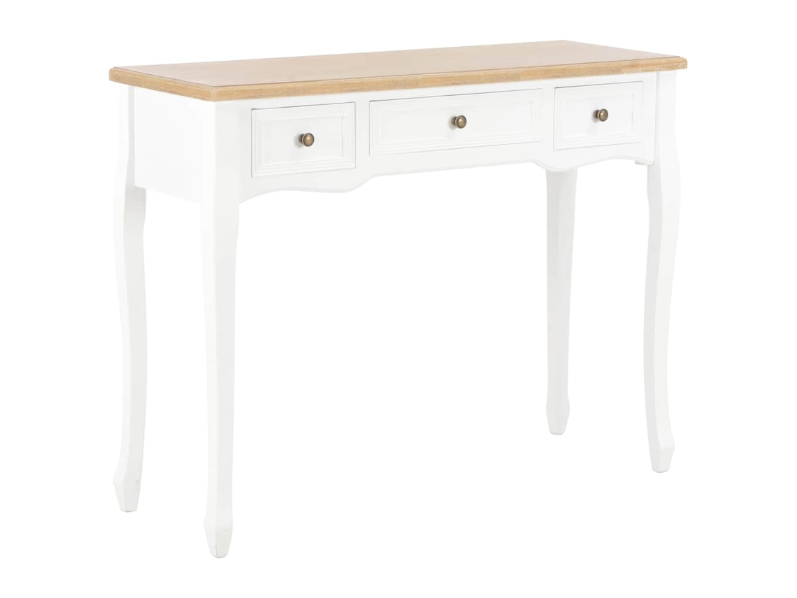 Vidaxl Toucador/mesa Consola Com 3 Gavetas Branco