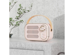 Coluna Bluetooth Dw13 Retro Clássico Reprodutor de Música Portátil Sem Fio Rosa
