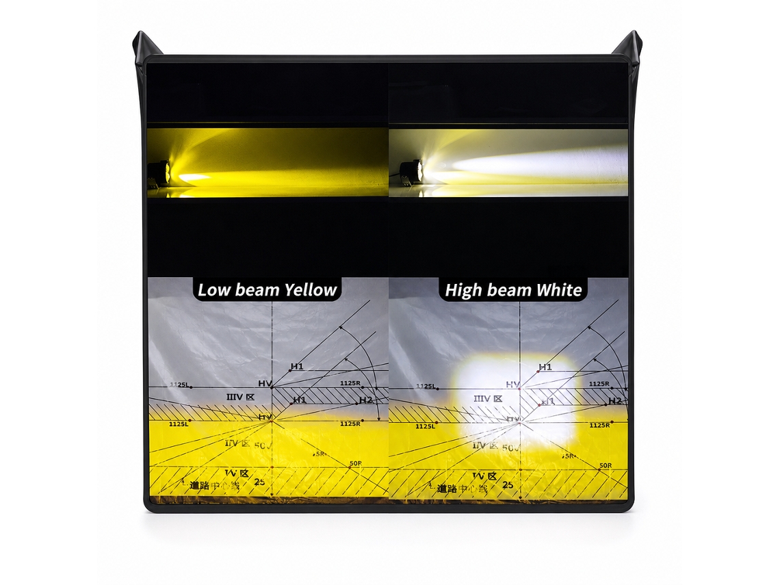 Farol Auxiliar Led Para Motocicleta, Feixe Alto Branco E Feixe Baixo Amarelo, Luz Externa De Modificação
