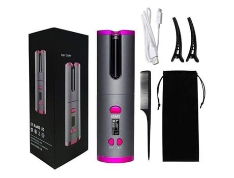 Ferro de ondulação automático cinza sem fio recarregável rotativo display de temperatura ajustável ferramentas de estilo de cabelo NIKING