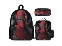 Mochila Escolar, Conjunto De Deadpool De 3 Peças Com Lancheira E Estojo