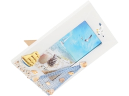 Porta Retratos Madeira Estilo Mediterrâneo Conchas Gaivotas Elegante Moldura Decorativa Feita Vidro Decoração GOKOCO